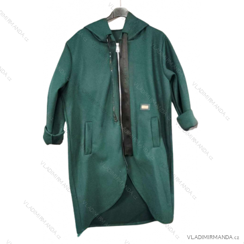 Kabát predĺžený s kapucňou dlhý rukáv dámska (S/M/L ONE SIZE) TALIANSKA MÓDA IMC22678/DU -   smaragdová
,   M / L