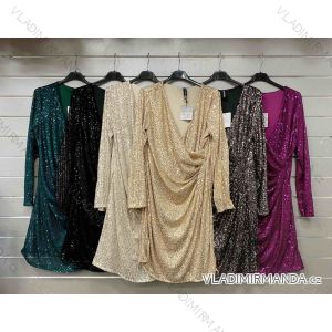 Šaty flitrové dlhý rukáv dámske (S/M ONE SIZE) TALIANSKA MÓDA IMWGS230024