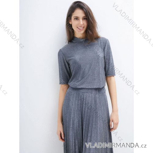 Tričko trblietavé krátky rukáv dámske (S/M ONE SIZE) TALIANSKA MÓDA IMM23M6359