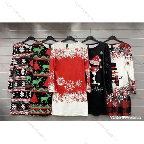 Šaty sametové vianočné dlhý rukáv dámske (S/M ONE SIZE) TALIANSKA MÓDA IMWGS23038
