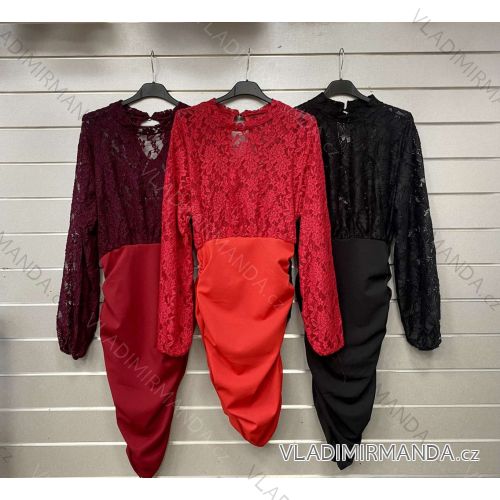 Šaty s krajkou dlhý rukáv dámske (S/M ONE SIZE) TALIANSKA MÓDA IMWGS230044