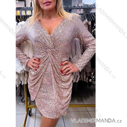 Šaty flitrové dlhý rukáv dámske (S/M ONE SIZE) TALIANSKA MÓDA IMWY23214
