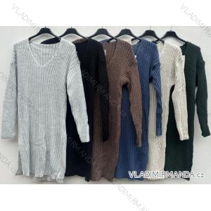 Šaty pletené dlhý rukáv dámske (S/M/L ONE SIZE) TALIANSKA MóDA IMD23811