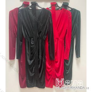 Šaty sametové elegantný dlhý rukáv dámske (S/M ONE SIZE) TALIANSKA MÓDA IMWMY234458