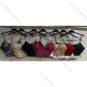 Croptop flitrový na ramienka dámsky (S/M ONE SIZE) TALIANSKA MÓDA IMC23489