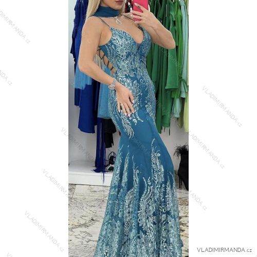 Šaty dlhé spoločenské na ramienka dámske (S/M ONE SIZE) TALIANSKA MóDA IMHMS23006