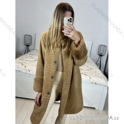 Kabát s kožúškom dlhý rukáv dámsky (S/M/L/XL ONE SIZE) TALIANSKA MODA IM423351