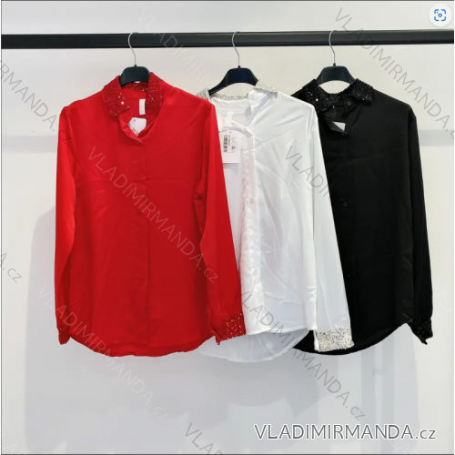 Košeľa s flitrami dlhý rukáv dámska (S/M ONE SIZE) TALIANSKA MÓDA IMPMD239294I