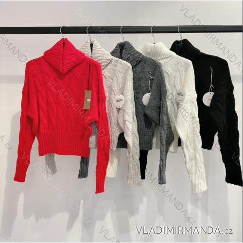 Sveter pletený s rolákom dlhý rukáv dámsky (S/M ONE SIZE) TALIANSKA MÓDA IMPMD232165X
