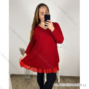 Tunika elegantný třpytivé dlhý rukáv dámske nadrozěmr (2XL/3XL ONE SIZE) TALIANSKA MóDA IMC23AMELIA/DUR