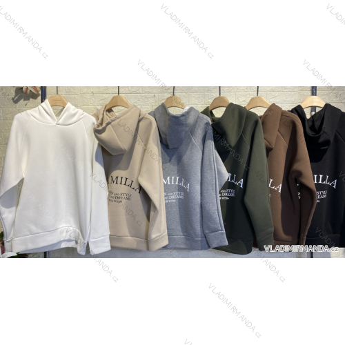 Mikina s kapucňou dlhý rukáv dámska (S/M ONE SIZE) TALIANSKA MÓDA IMPGM239515