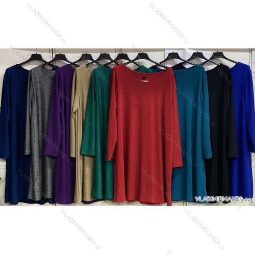 Šaty spoločenské trblietavé dlhý rukáv dámske nadrozmer (2XL/3XL ONE SIZE) TALIANSKA MóDA IMC23508