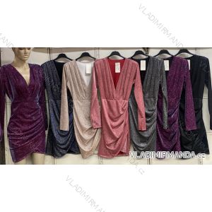 Šaty elegantné trblietavé dlhý rukáv dámske (S/M ONE SIZE) TALIANSKA MóDA IMC23528