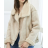 Bunda koženková s kožískom dlhý rukáv dámsky (S/M ONE SIZE) TALIANSKA MÓDA IMPGM2323065.