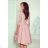210-11 NICOLLE - dress with longer back with lace neckline - powder pink NMC-210-11/DU ružová S