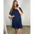 Šaty spoločenské elegantné šifónové krátky rukáv dámske nadrozmer (XL/2XL/3XL ONE SIZE) TALIANSKA MÓDA IMM2380735/DUR Farba   kráľovská modrá veľkosť   XL/2XL