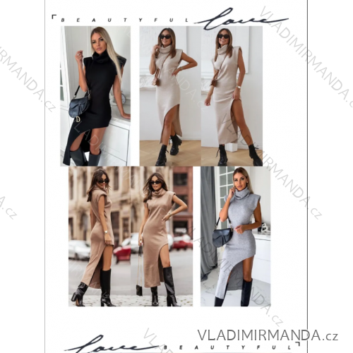 Šaty úpletové s rolákom krátky rukáv dámske (S/M ONE SIZE) TALIANSKA MÓDA IMPDY233SSH53837/LS20572
