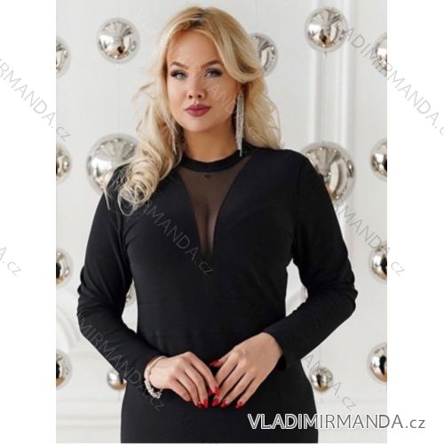 Šaty elegantný dlhý rukáv dámske nadrozmer (2XL/3XL ONE SIZE) TALIANSKA MÓDA IMWT234655