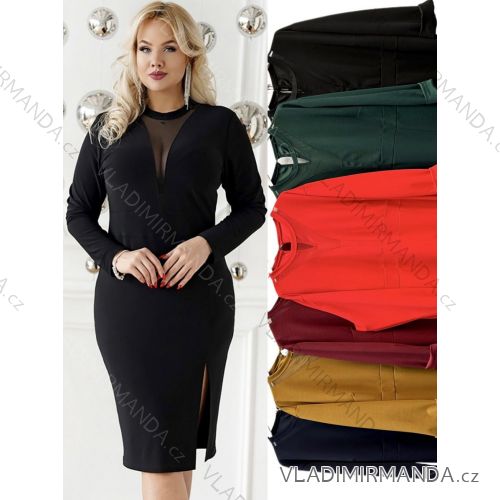 Šaty elegantný dlhý rukáv dámske nadrozmer (2XL/3XL ONE SIZE) TALIANSKA MÓDA IMWT234662