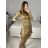 Šaty elegantný dlhý rukáv dámske (S/M ONE SIZE) TALIANSKA MÓDA IMM23M3971/DU S/M hnedá