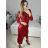 Šaty elegantné flitrové dlhý rukáv dámske (S/M ONE SIZE) TALIANSKA MóDA IMM23M5114/DU S/M červená