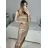 Šaty spoločenské trblietavé dlhý rukáv dámske (S/M ONE SIZE) TALIANSKA MODA IMM23M6295/DU S/M zlatá