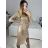 Šaty spoločenské trblietavé dlhý rukáv dámske (S/M ONE SIZE) TALIANSKA MODA IMM23M6295/DU S/M zlatá