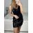 Šaty flitrové spoločenské na ramienka dámske (S/M ONE SIZE) TALIANSKA MÓDA IMWGB234162/DUR čierna S/M