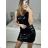 Šaty flitrové spoločenské na ramienka dámske (S/M ONE SIZE) TALIANSKA MÓDA IMWGB234162/DUR čierna S/M