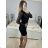 Šaty elegantné trblietavé s flitrami dlhý rukáv dámske (S/M ONE SIZE) TALIANSKA MÓDA IMWGS223891/DUR ružová S/M