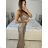 Šaty dlhé spoločenské flitrové dlhé na ramienka dámske (S/M ONE SIZE) TALIANSKA MODA IMM23M24589