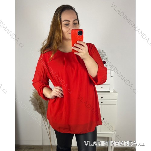 Blúzka dlhý rukáv dámska nadrozmer (3XL/4XL ONE SIZE) TALIANSKA MÓDA IMWQ233863/DUR červená 3XL / 4XL