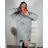 Šaty teplé mikinové oversize dlhý rukáv dámske (3XL/4XL ONE SIZE) TALIANSKA MÓDA IMD23804/DR 3XL/4XL šedá