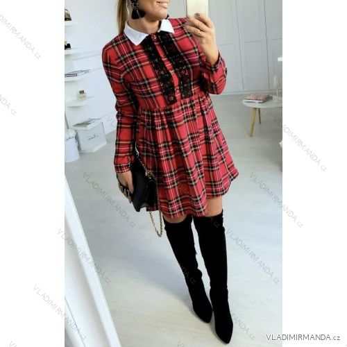 Šaty elegantné košeľové vianočné dlhý rukáv dámske (S/M ONE SIZE) TALIANSKA MÓDA IMHMS23067