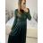 Šaty dlhé spoločenské flitrové dlhý rukáv dámske (S/M ONE SIZE) TALIANSKA MÓDA IMPGM2324526/DUR -   strieborná
 -   S / M