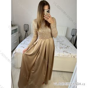Šaty dlhé spoločenské flitrové dlhý rukáv dámske (S/M ONE SIZE) TALIANSKA MÓDA IMPGM2324526