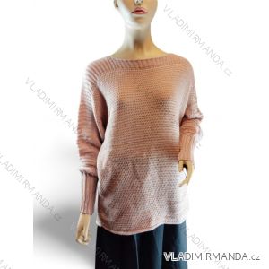 Sveter pletený oversize dlhý rukáv dámsky nadrozmer (XL/2XL ONE SIZE) TURECKÁ MODA TME24001/DR