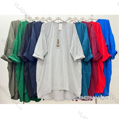 Šaty s príveskom dlhý rukáv dámske nadrozmer (3XL/4XL/5XL ONE SIZE) TALIANSKA MÓDA IM423871