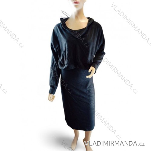 Súprava šaty a mikina dámska (S/M ONE SIZE) TALIANSKA MÓDA IMC23348/DR S/M čierna