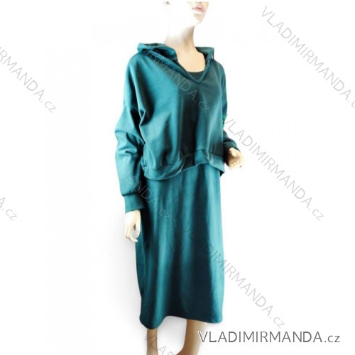 Súprava šaty a mikina dámska (S/M ONE SIZE) TALIANSKA MÓDA IMC23348/DR S/M smaragdová