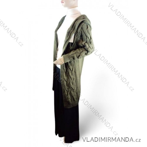 Cardigan pletený dlhý rukáv dámsky nadrozmer (L/XL/2XL ONE SIZE) TALIANSKA MÓDA IM423455/DR XL/2XL khaki