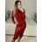 Šaty spoločenské trblietavé dlhý rukáv dámske (S/M ONE SIZE) TALIANSKA MODA IMM23M6295/DU S/M zlatá