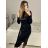 Šaty spoločenské trblietavé dlhý rukáv dámske (S/M ONE SIZE) TALIANSKA MODA IMM23M6295/DU S/M zlatá