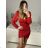 Šaty elegantné krajkové dlhý rukáv dámske (S/M ONE SIZE) TALIANSKA MÓDA IMPMD2331288/DU S/M červená