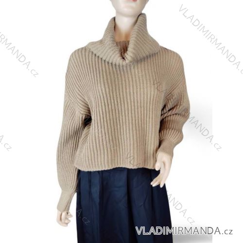Sveter pletený s rolákom dlhý rukáv dámsky (S/M ONE SIZE) TALIANSKA MÓDA IMPMD235888XF