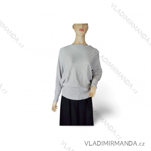 Sveter slabý úpletový dlhý netopýří rukáv dámsky (S/M ONE SIZE) TALIANSKA MóDA IM723GALA/DR S/M svetlo šedá