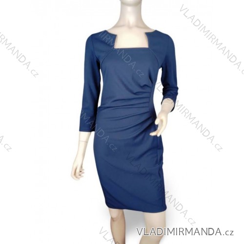 Šaty elegantný pouzdrové 3/4 rukáv dámske (S-XL) TALIANSKA MÓDA IMM23M23121-2/DUR tmavo modrá XL