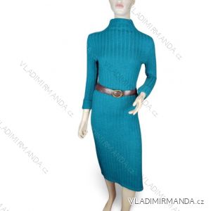 Šaty dlhé úpletové s opaskom dlhý rukáv dámska (S/M ONE SIZE) TALIANSKA MÓDA IMM23M8369