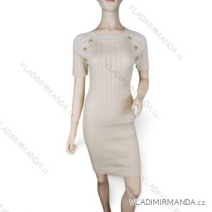 Šaty elegantné úpletové kratky rukáv dámske (S/M ONE SIZE) TALIANSKA MÓDA IMPOC237091/DUR
