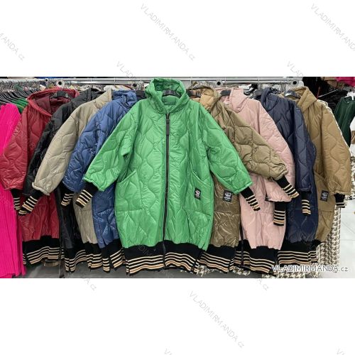 Bunda predĺžená s kapucňou dlhý rukáv dámska nadrozmer (XL/2XL ONE SIZE) TALIANSKA MÓDA IMWD234574